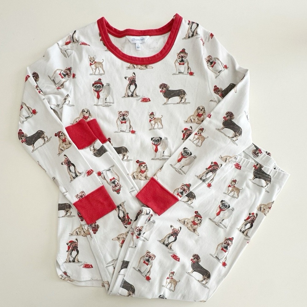The Company Store Kids Dog Print Pajama Set - Red and White